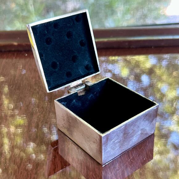 Vintage Silver Plated Rhinestone Studded Trinket Box – 2” Square Jewelry Box - Picture 2 of 13